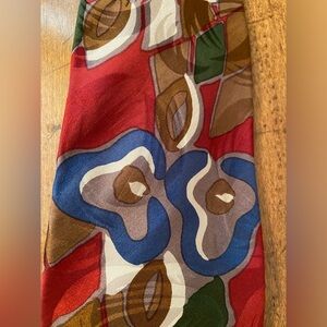 Vintage Mens Jesuis Silk Tie Necktie Red Blue Brown Tan 59”
